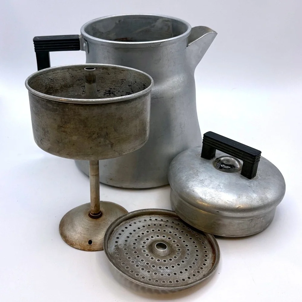 Vtg Wear-Ever No 3008 Aluminum Coffee Percolator 8 Cup MCM Retro Campfire USA